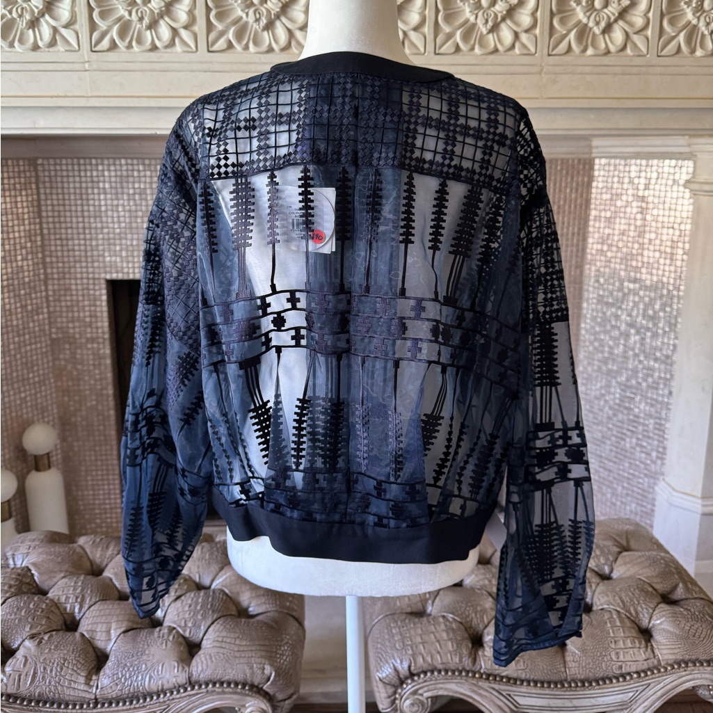 Mesh Patterned Zip Up Jacket